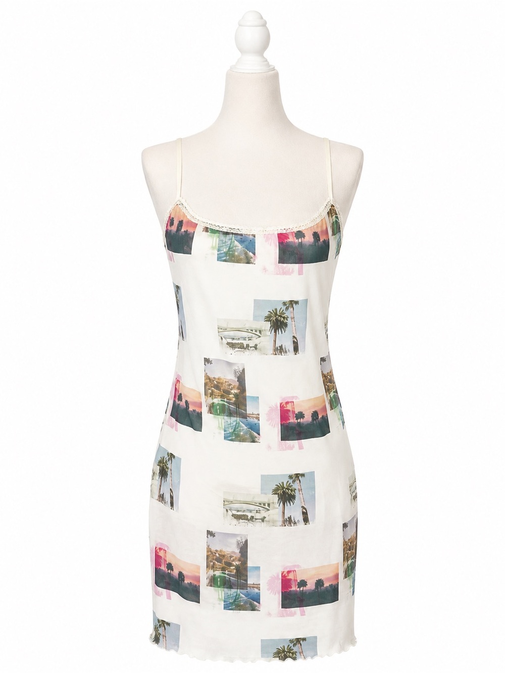NWT Princess Polly Picture Perfect Mesh Mini Dress White Photo Print US 10